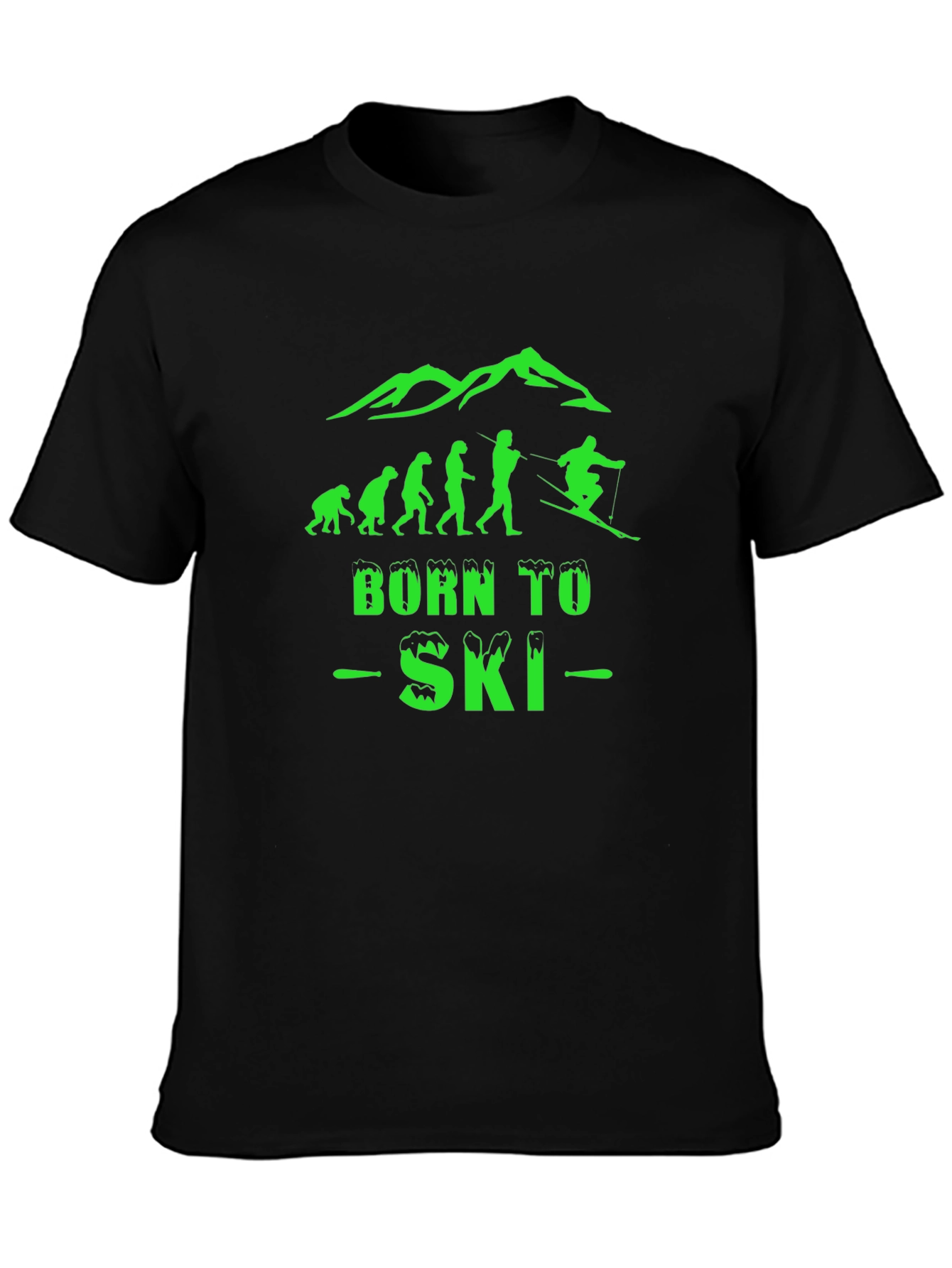 Born To Ski Black Graphic T-Shirt