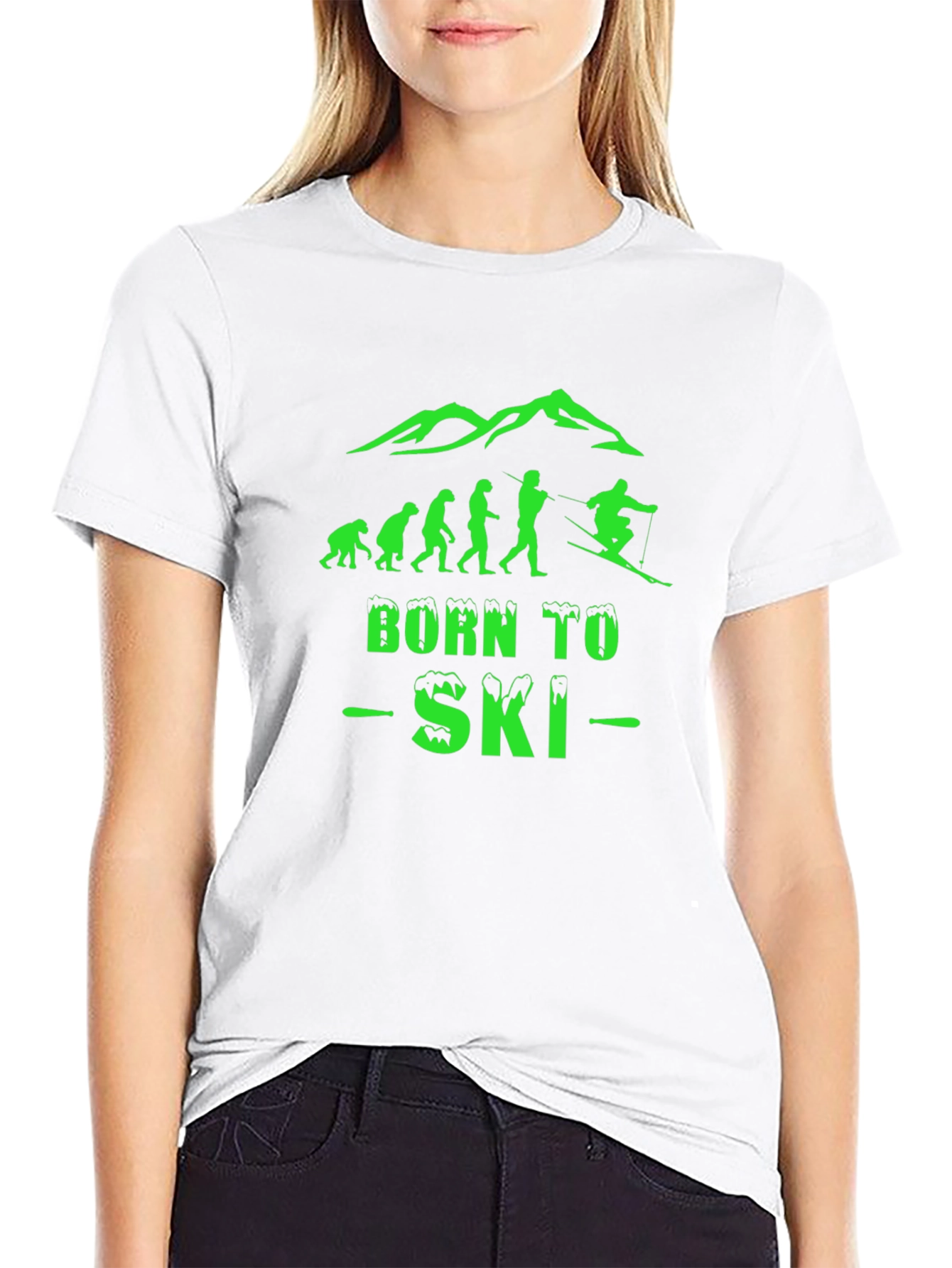 Born To Ski Black Graphic T-Shirt