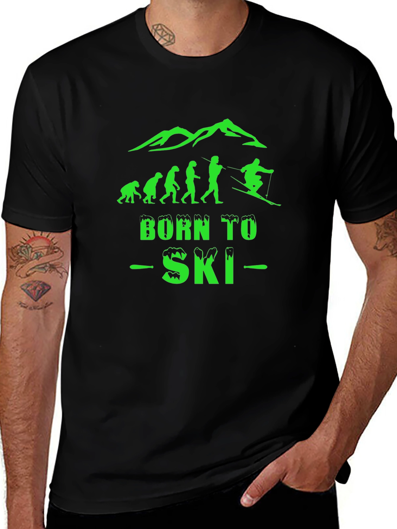 Born To Ski Black Graphic T-Shirt