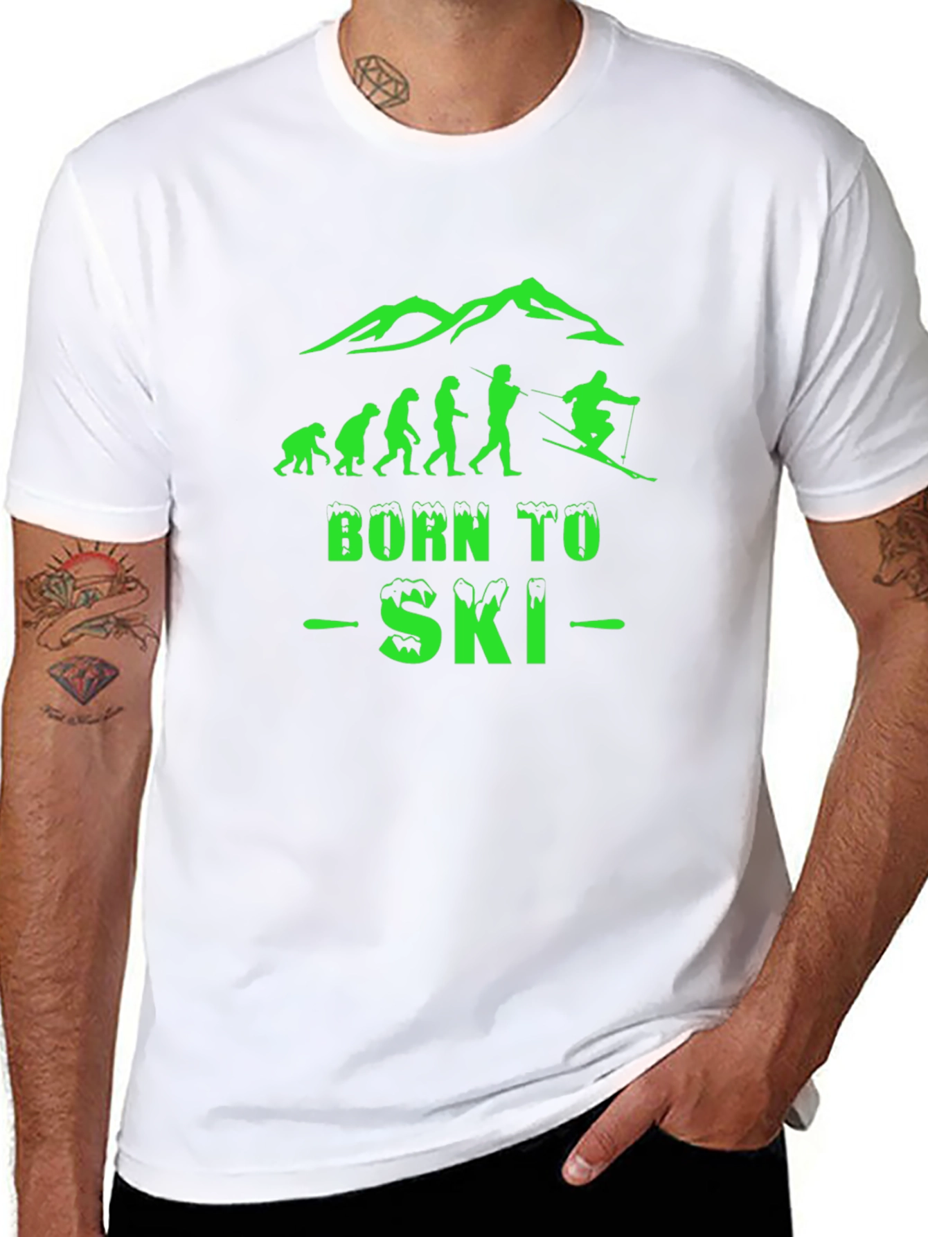Born To Ski Black Graphic T-Shirt