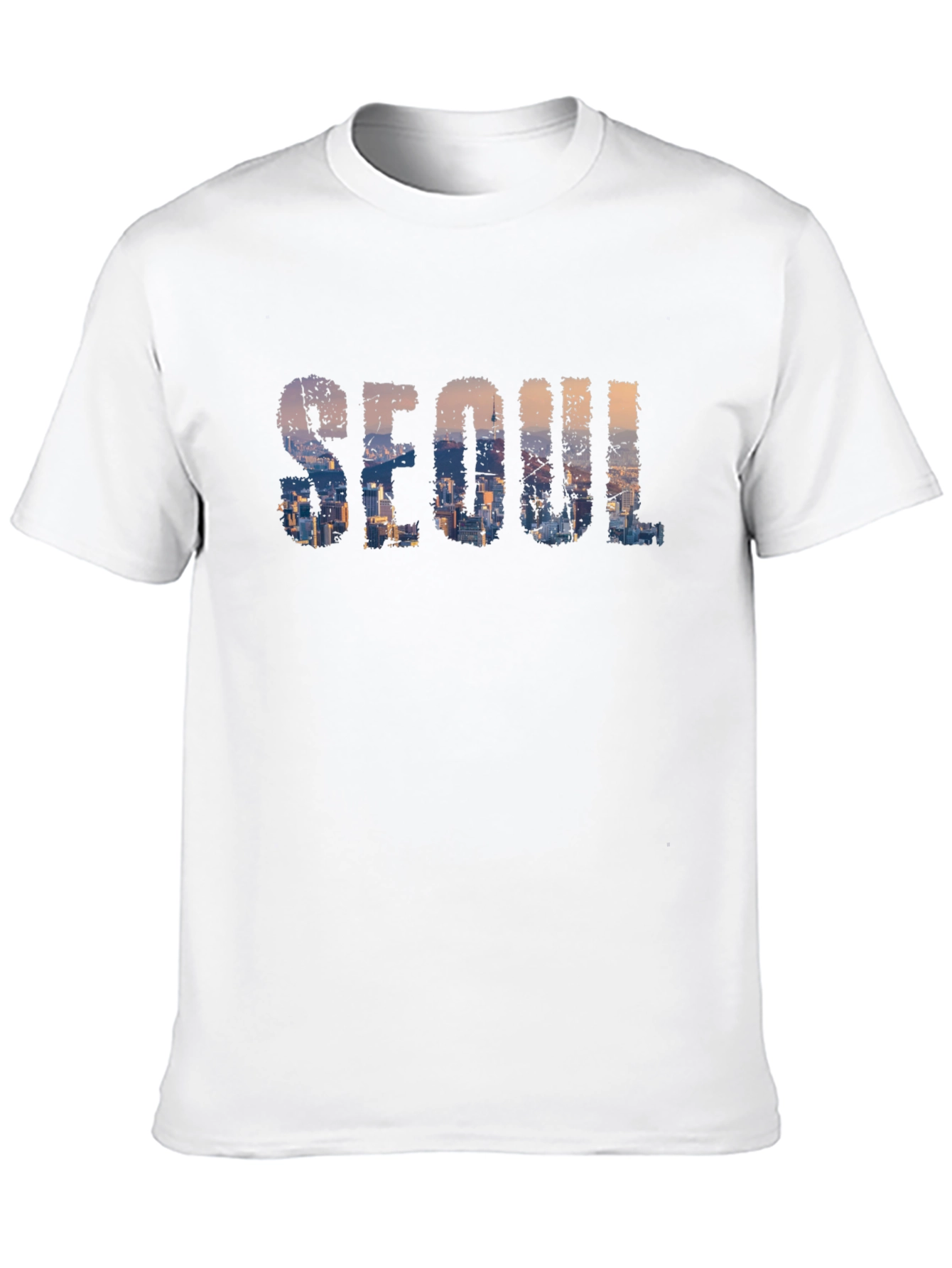 Seoul Skyline Graphic Print Black T-Shirt