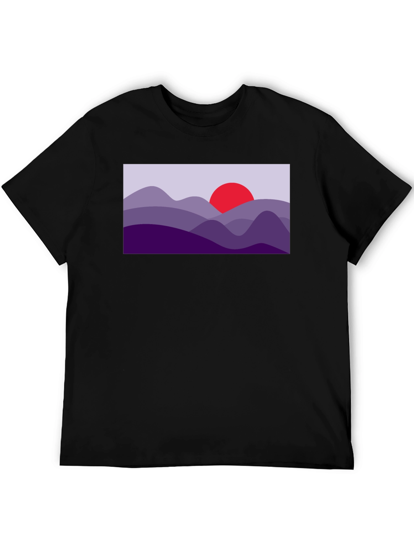 Abstract Mountain Sunset Graphic Tee - Black