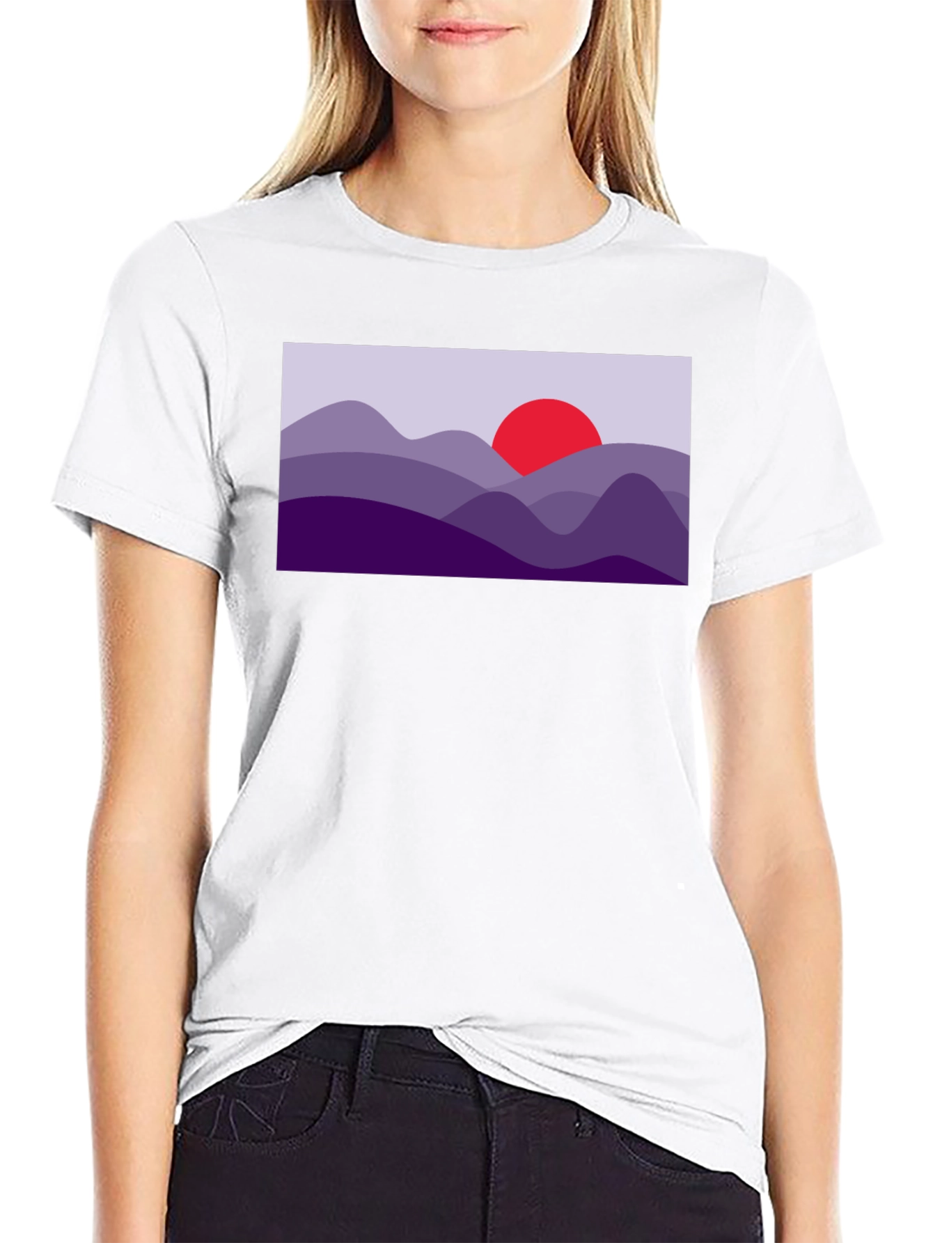 Abstract Mountain Sunset Graphic Tee - Black
