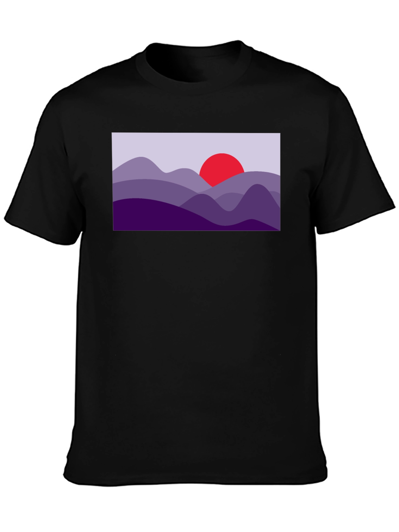 Abstract Mountain Sunset Graphic Tee - Black