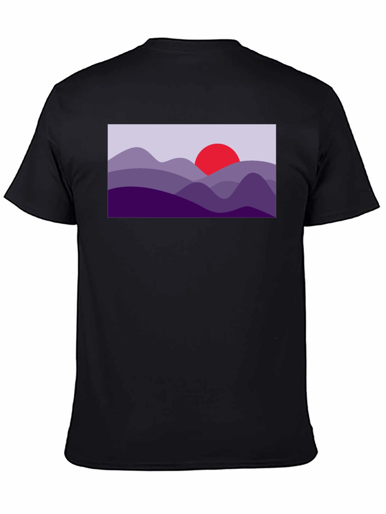 Abstract Mountain Sunset Graphic Tee - Black
