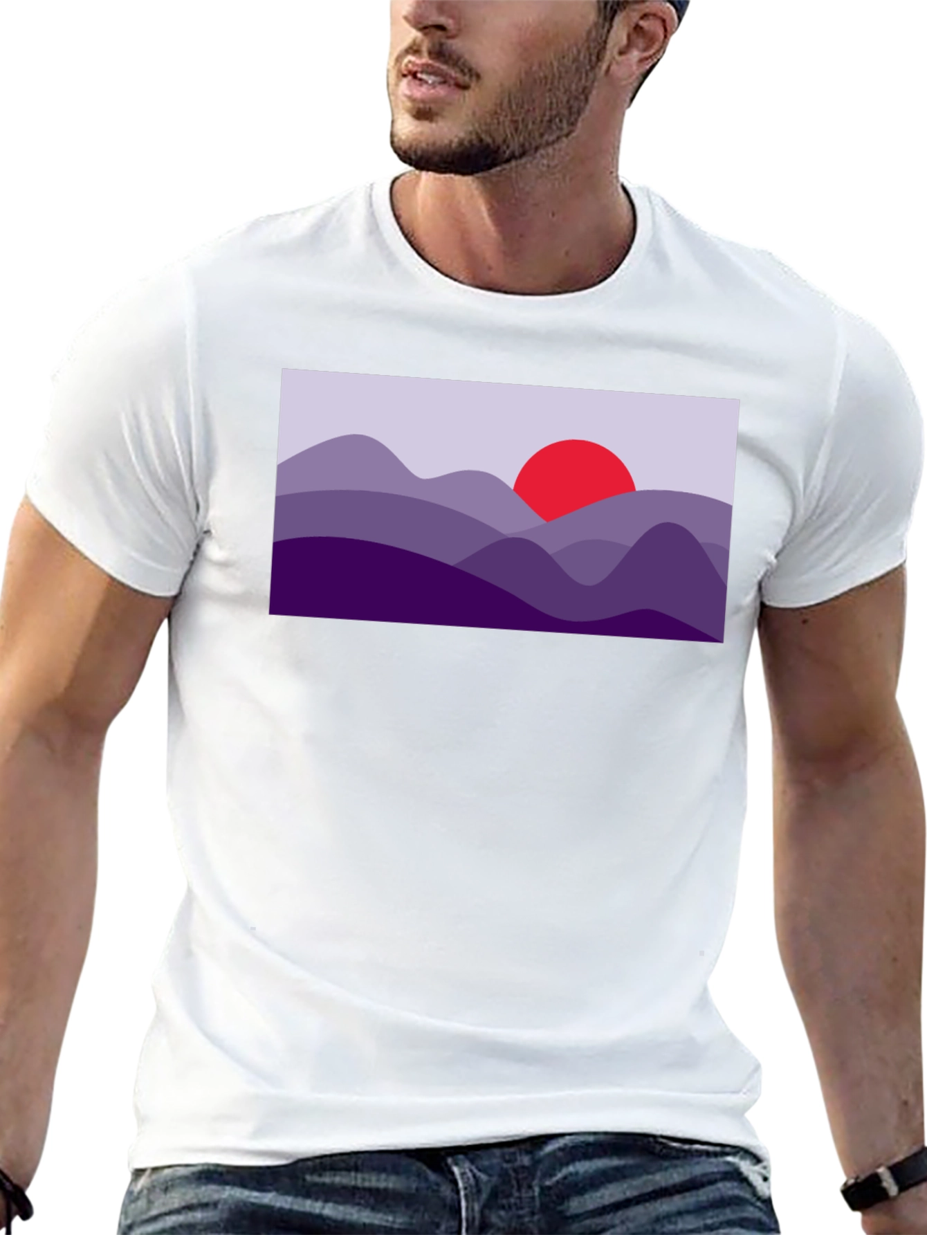 Abstract Mountain Sunset Graphic Tee - Black
