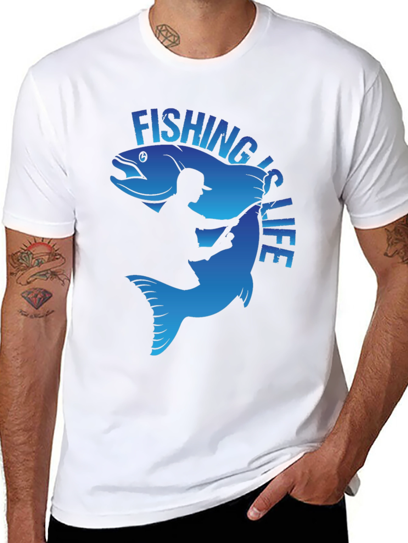 Fishing is Life Graphic T-Shirt - Black