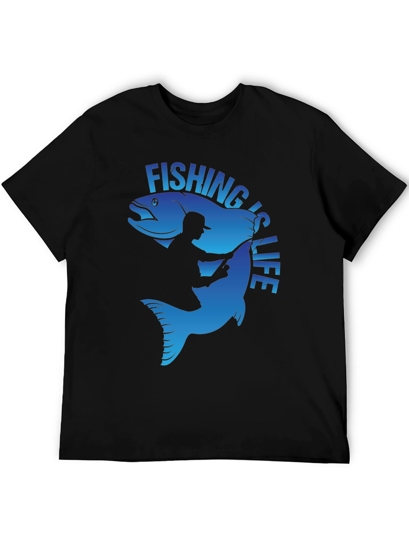 Fishing is Life Graphic T-Shirt - Black
