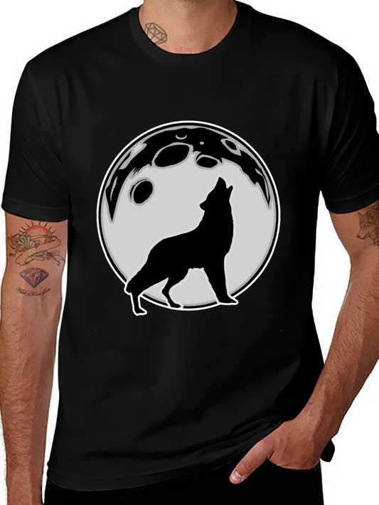 Wolf Howling at Moon Graphic Tee - Black