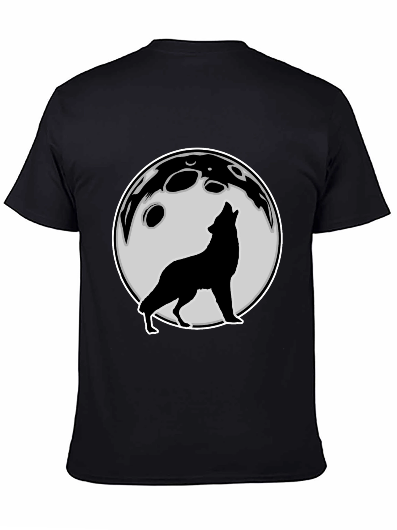 Wolf Howling at Moon Graphic Tee - Black