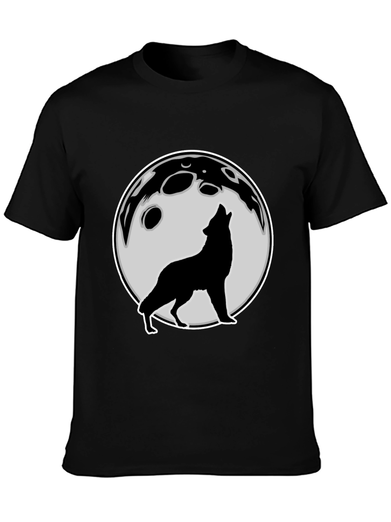 Wolf Howling at Moon Graphic Tee - Black