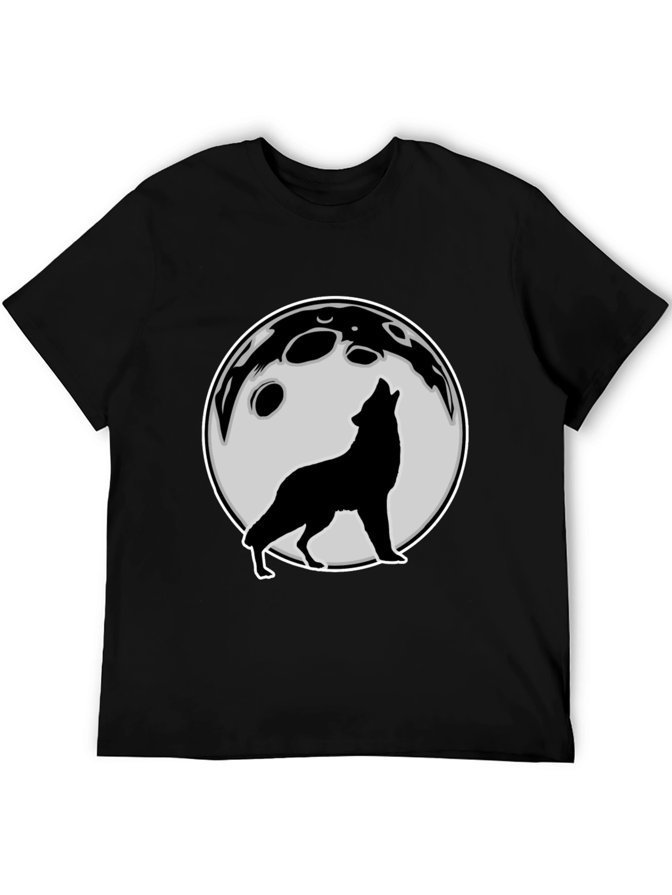 Wolf Howling at Moon Graphic Tee - Black