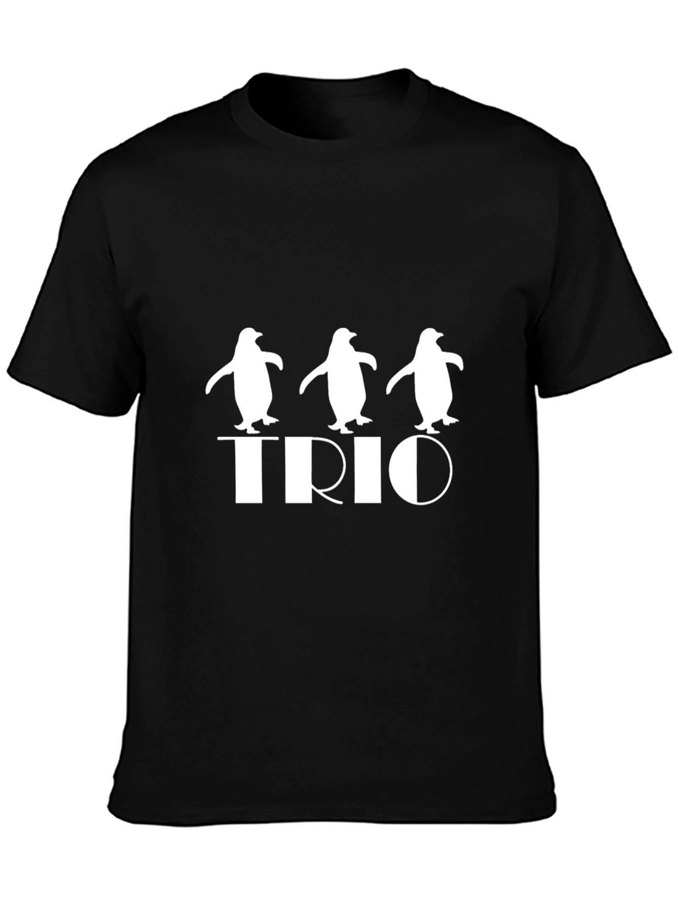 Penguin Trio Graphic Tee - Black Cotton T-Shirt