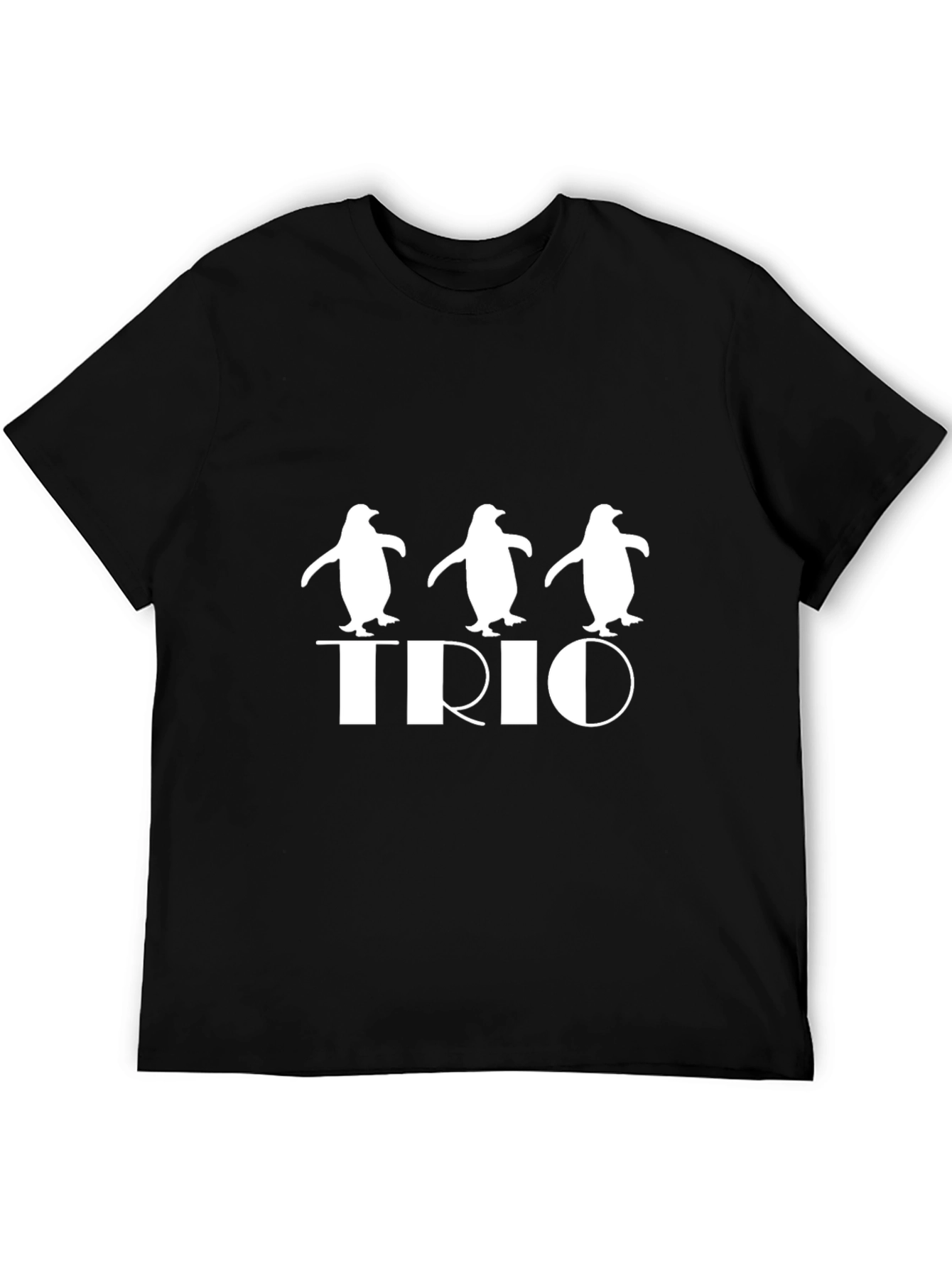 Penguin Trio Graphic Tee - Black Cotton T-Shirt