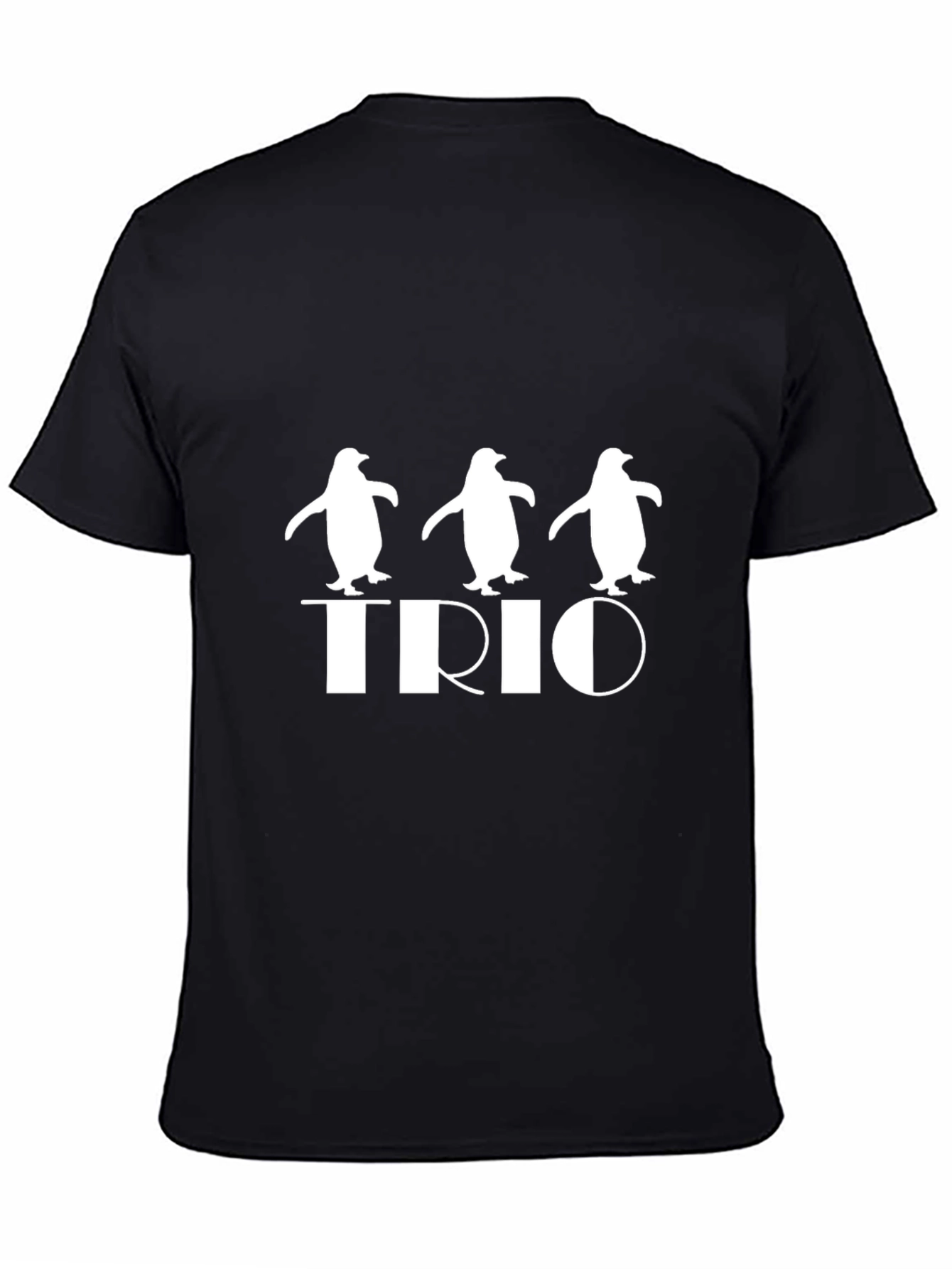 Penguin Trio Graphic Tee - Black Cotton T-Shirt
