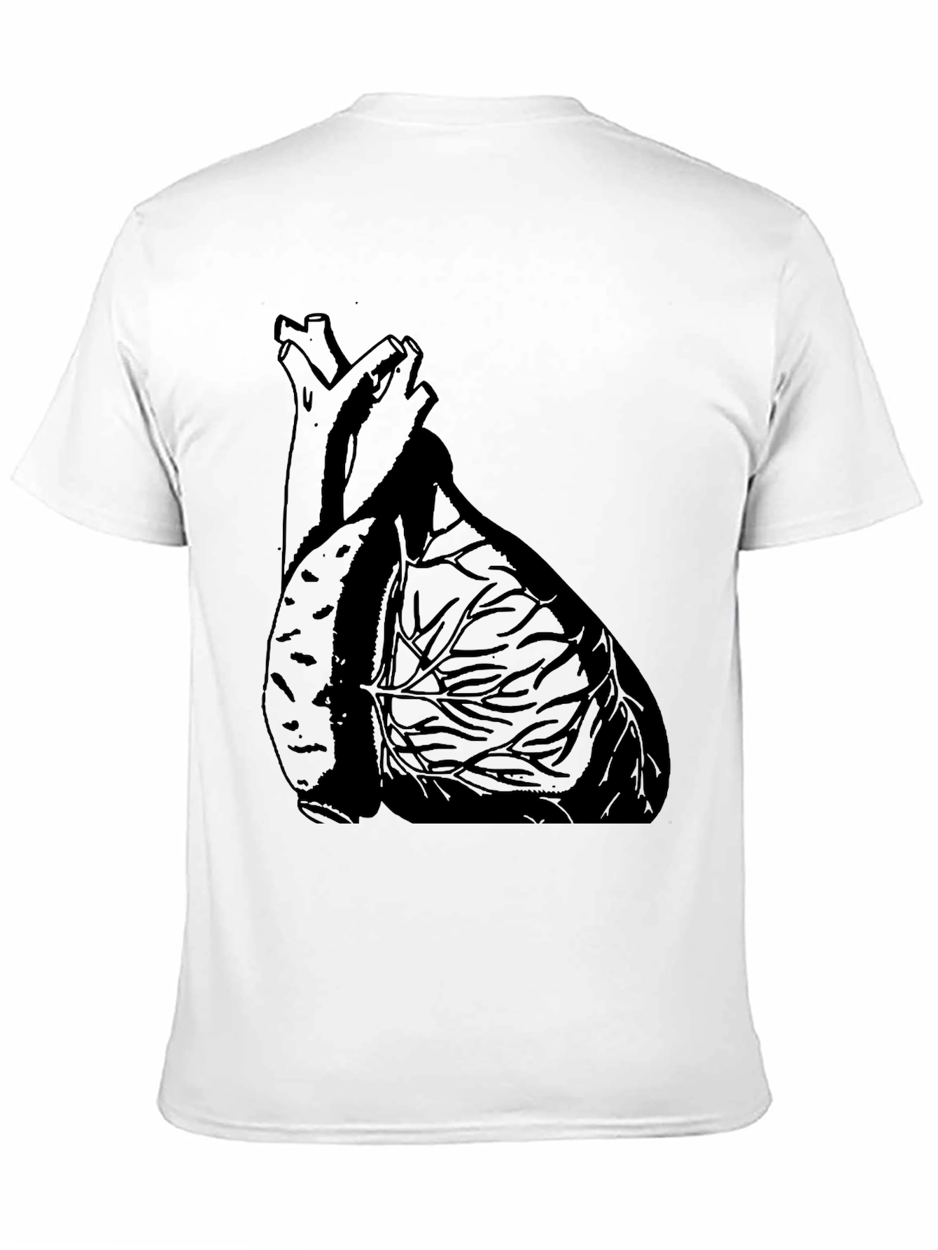 Anatomical Heart Graphic Tee - Black Cotton Casual T-Shirt