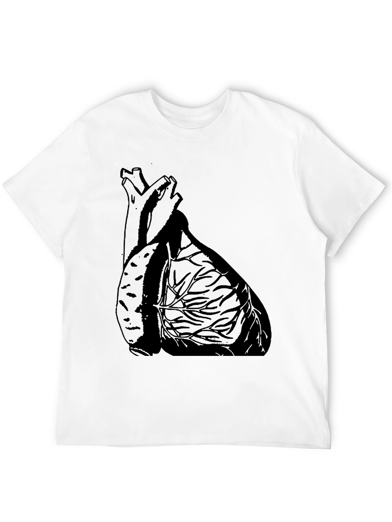 Anatomical Heart Graphic Tee - Black Cotton Casual T-Shirt