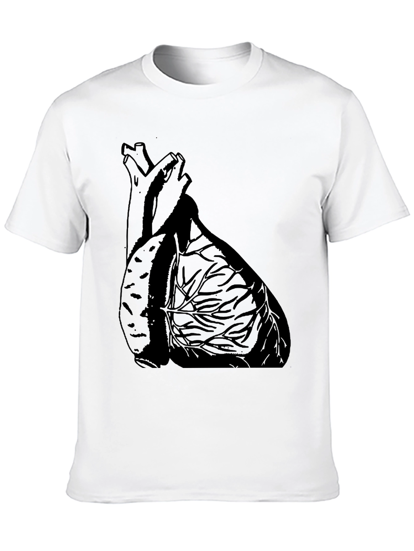 Anatomical Heart Graphic Tee - Black Cotton Casual T-Shirt