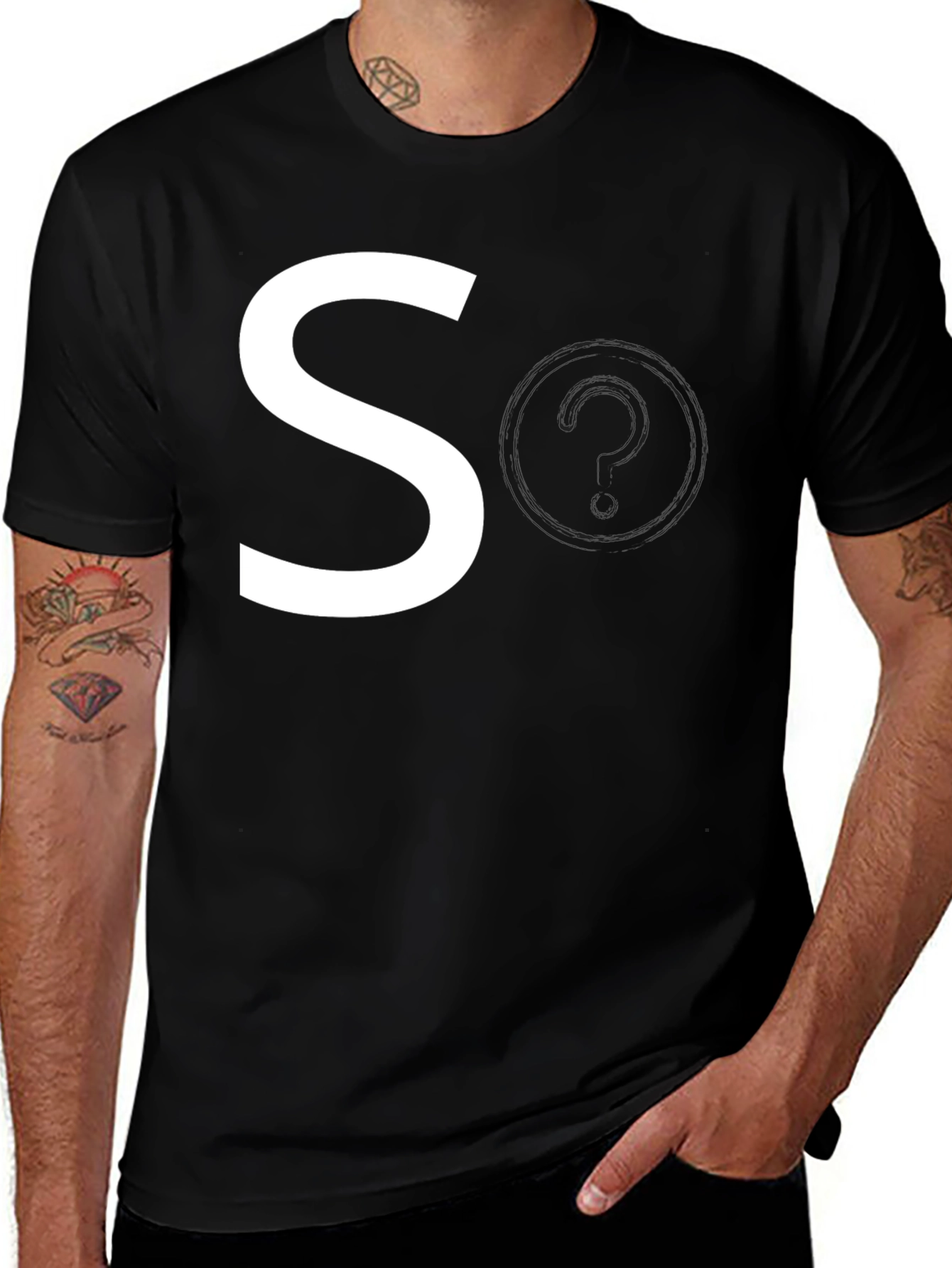 Mens Black Graphic Tee - White S