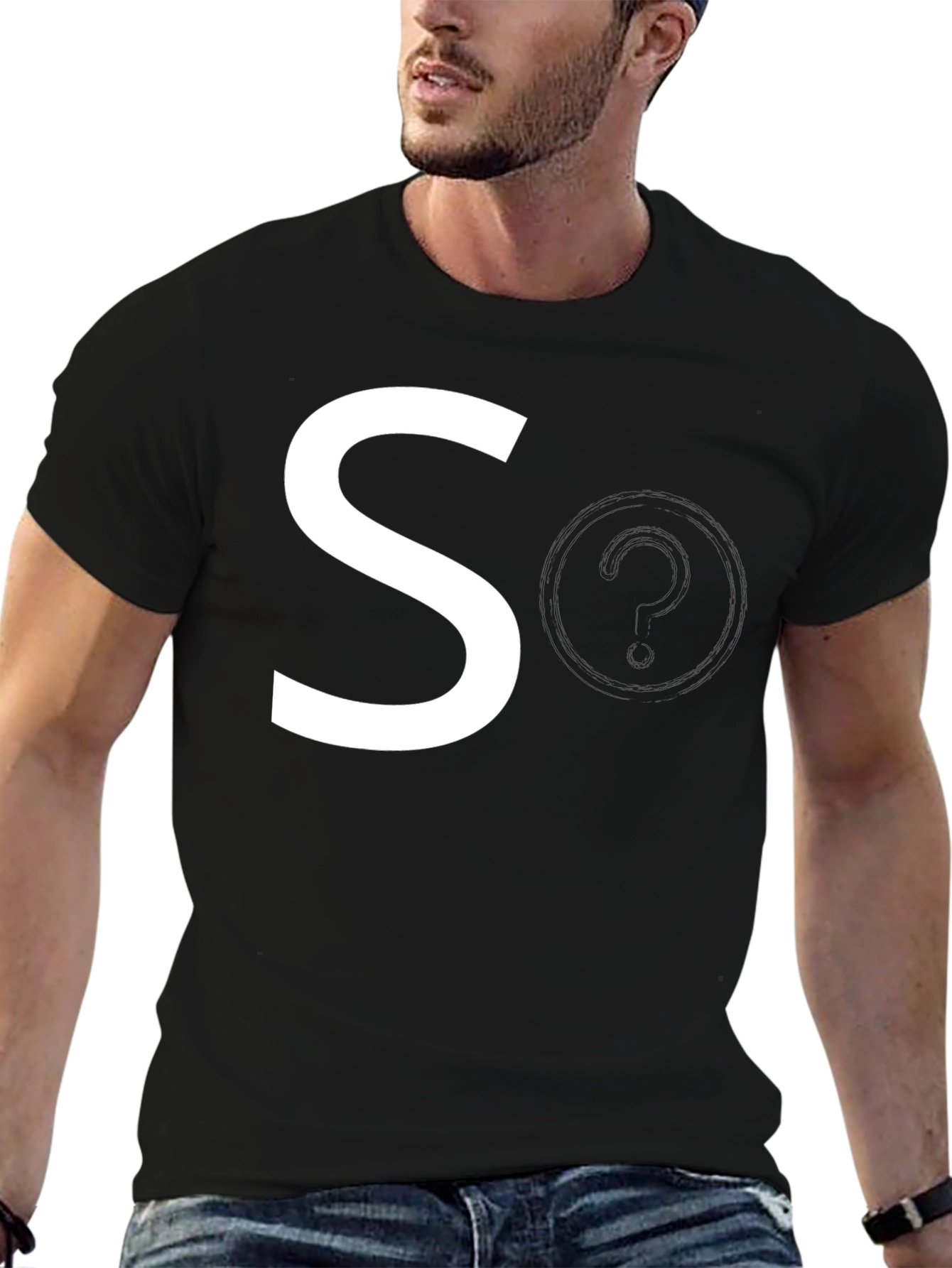 Mens Black Graphic Tee - White S