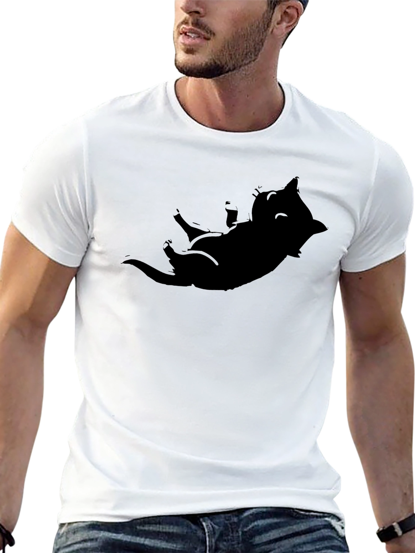 Cool Cat Silhouette Tee - Black