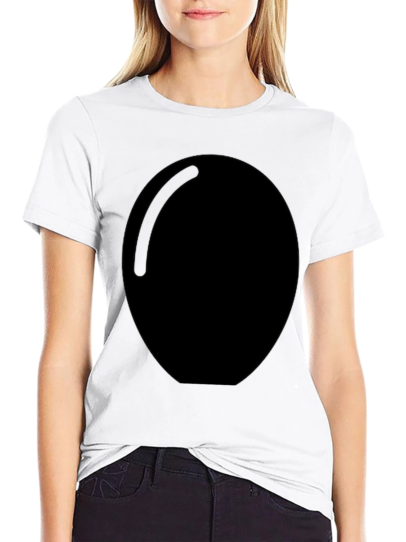 Mens Black Graphic Tee with Large Oval Design