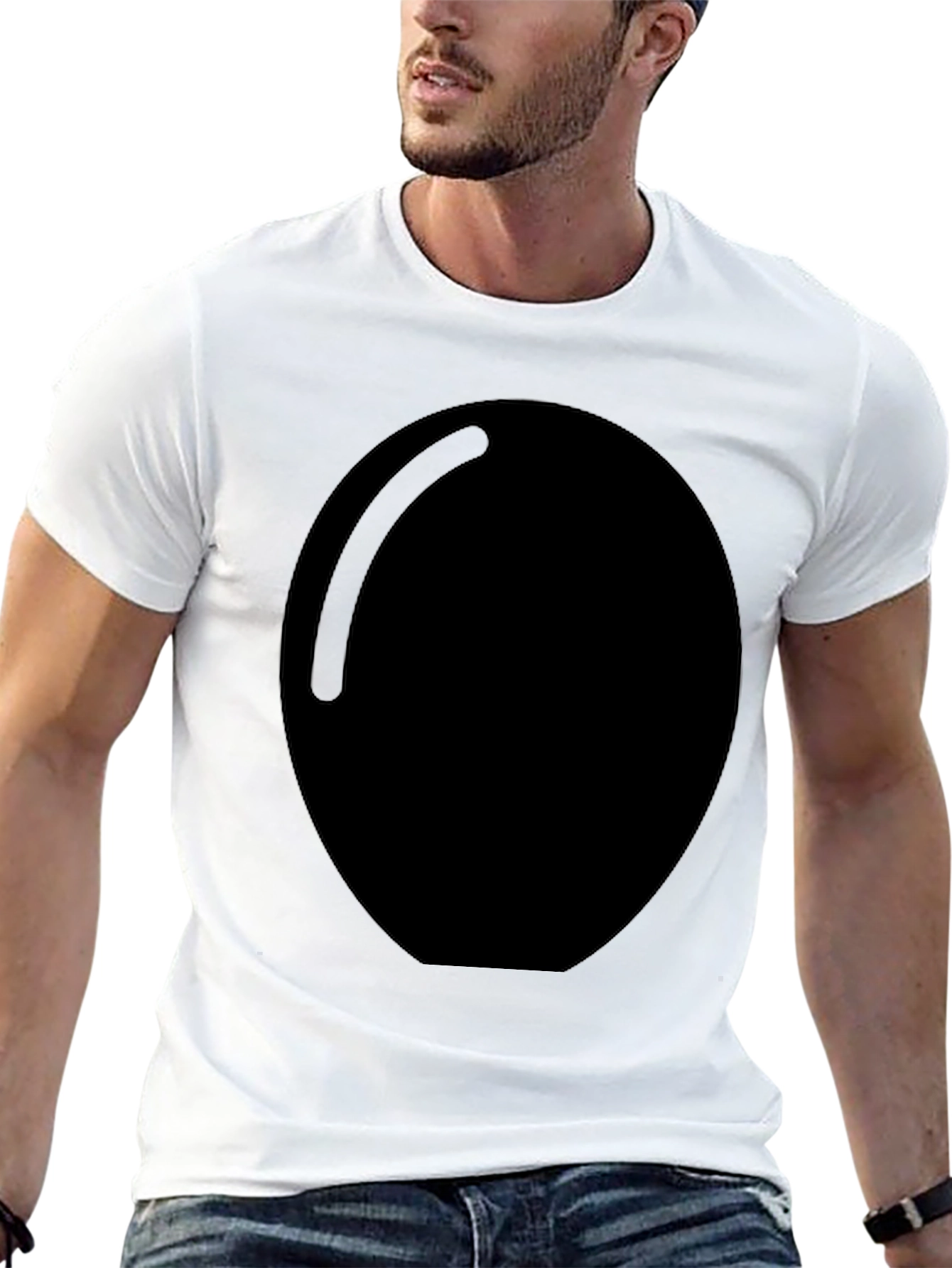 Mens Black Graphic Tee with Large Oval Design