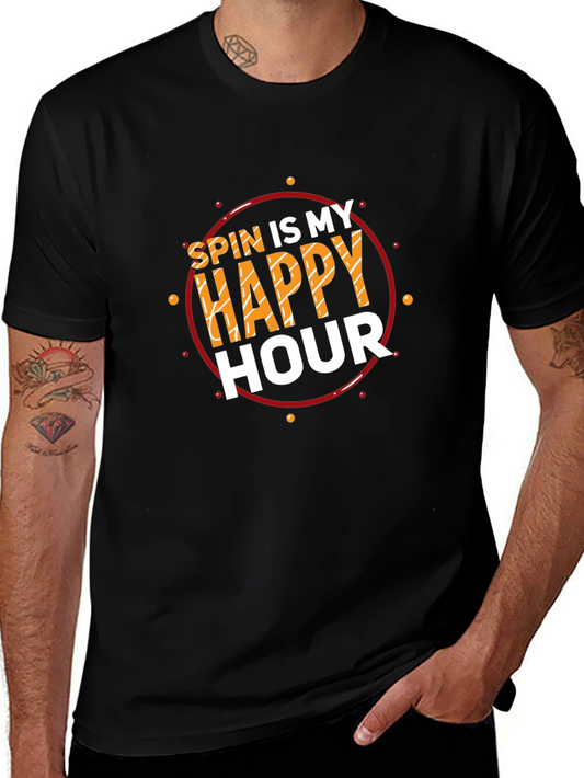 Spin is My Happy Hour Black T-Shirt