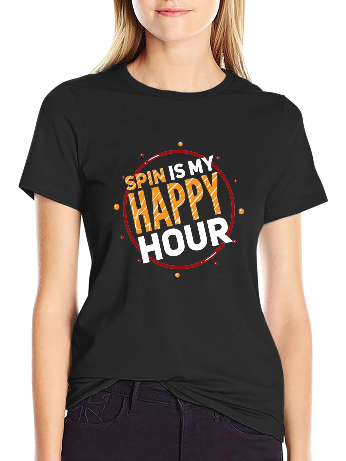 Spin is My Happy Hour Black T-Shirt