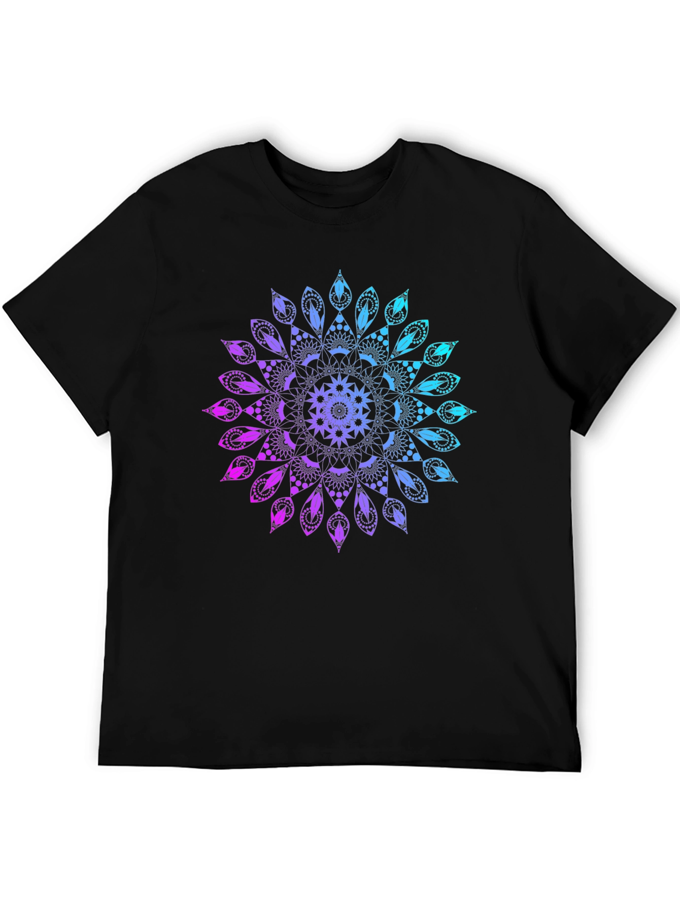 Mandala Gradient Graphic Black T-Shirt