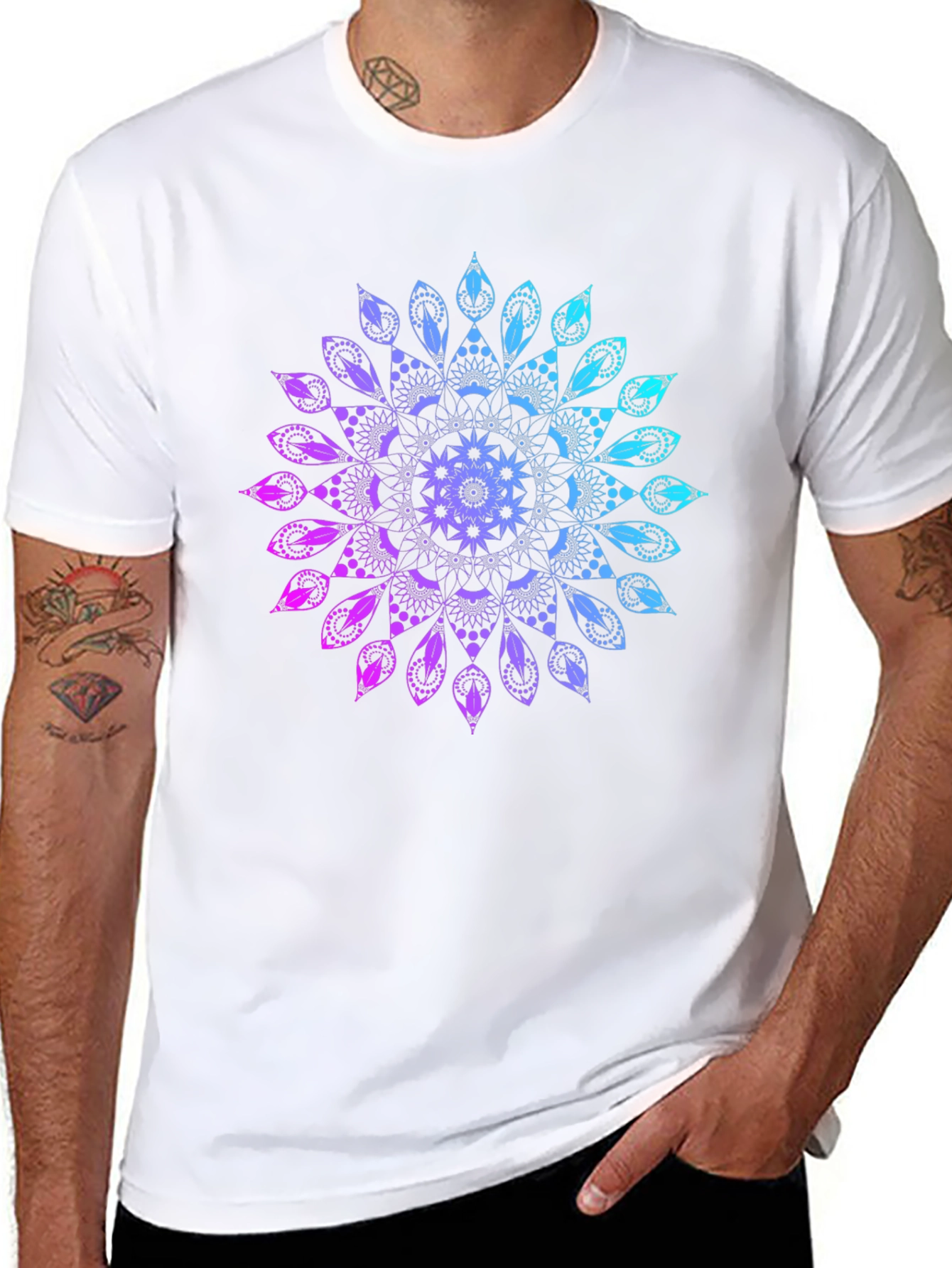 Mandala Gradient Graphic Black T-Shirt