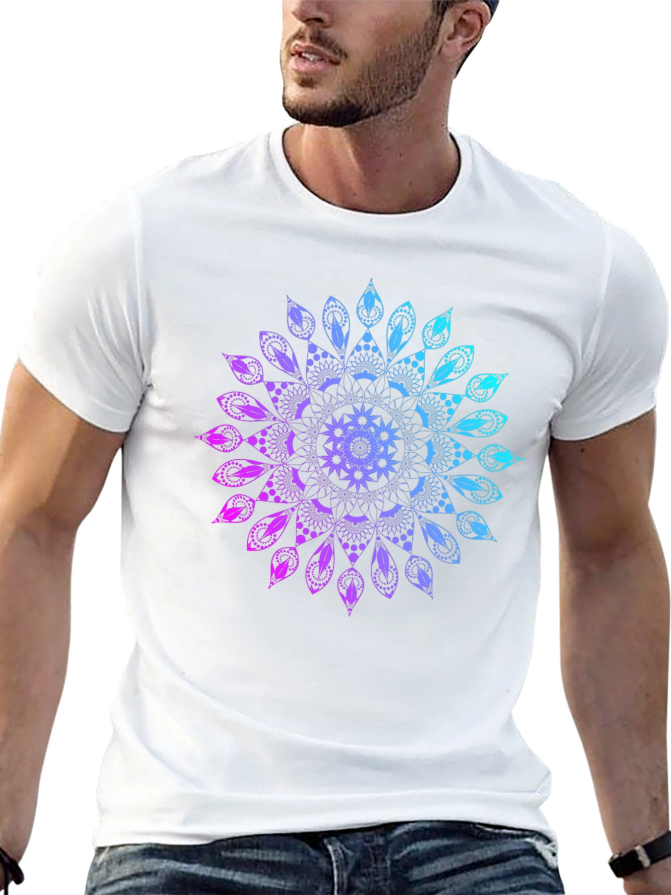 Mandala Gradient Graphic Black T-Shirt