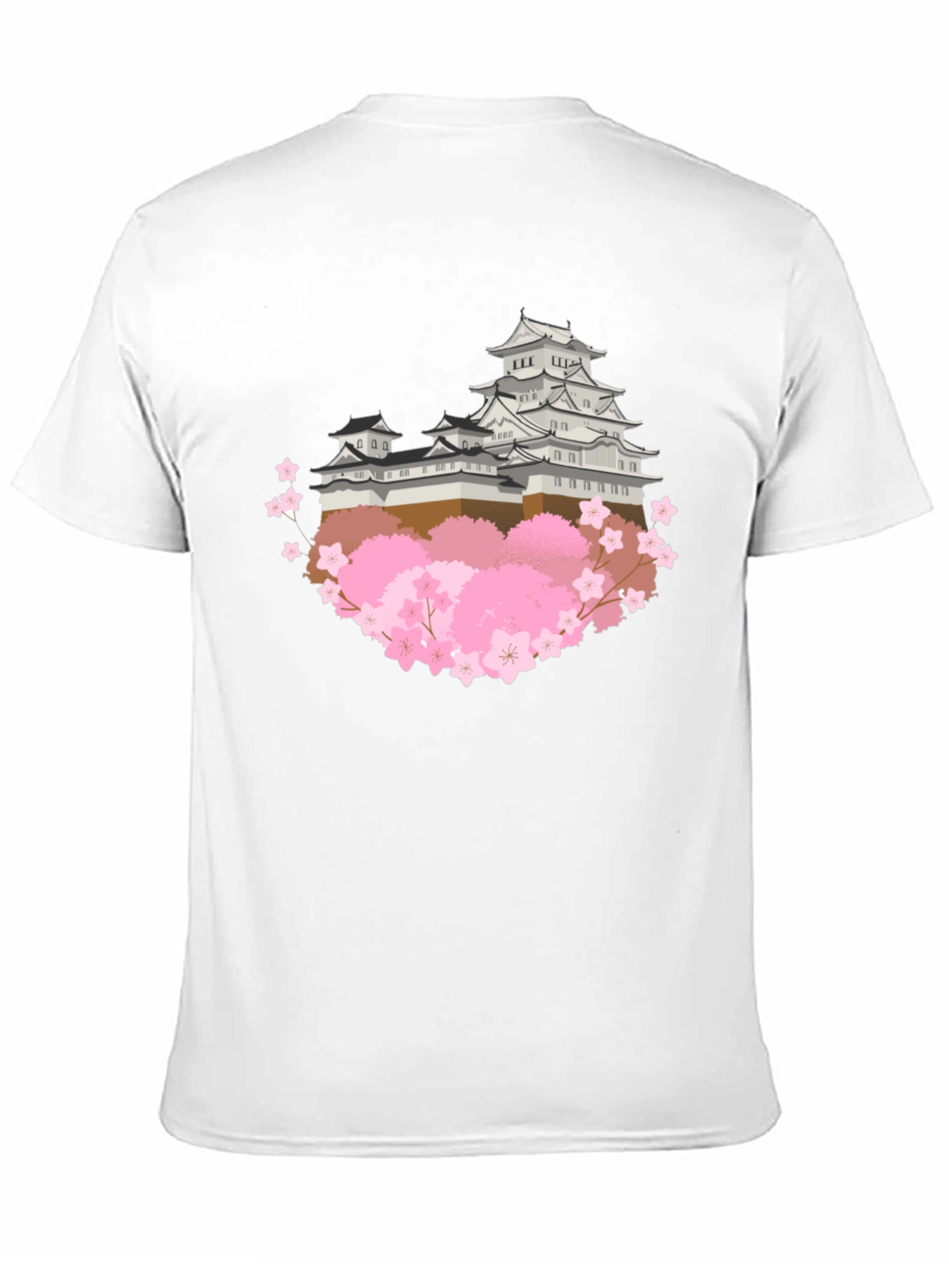 Japanese Castle & Cherry Blossom Graphic T-Shirt