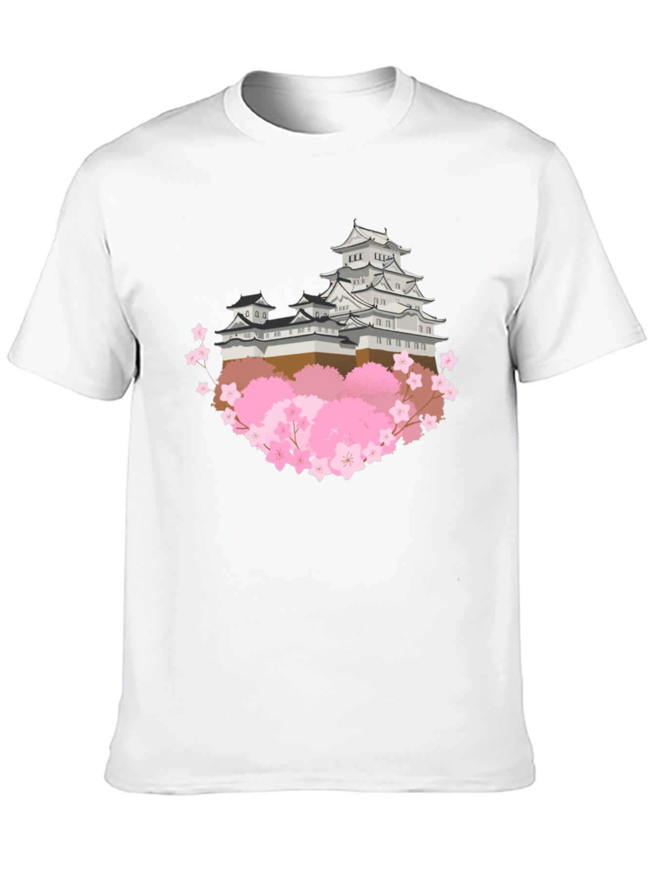 Japanese Castle & Cherry Blossom Graphic T-Shirt