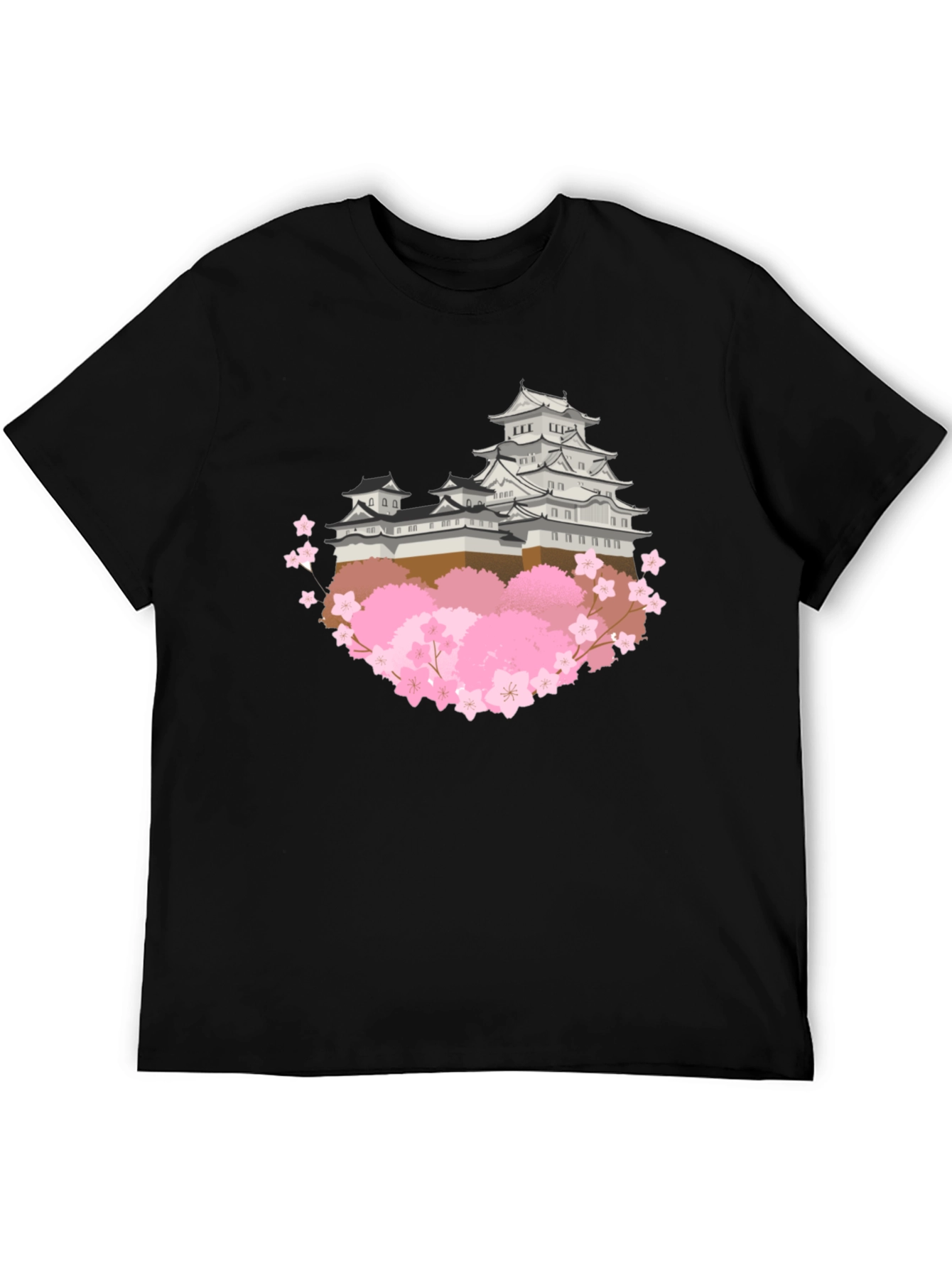 Japanese Castle & Cherry Blossom Graphic T-Shirt