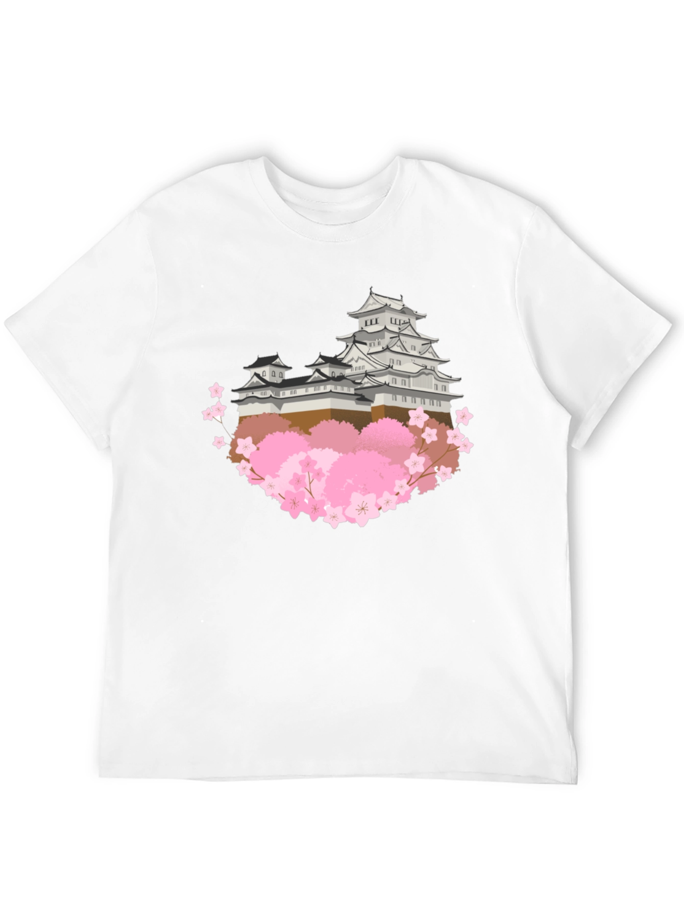 Japanese Castle & Cherry Blossom Graphic T-Shirt