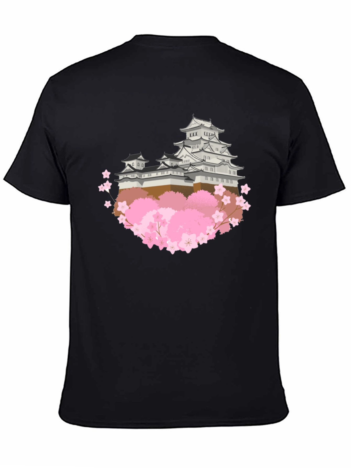 Japanese Castle & Cherry Blossom Graphic T-Shirt