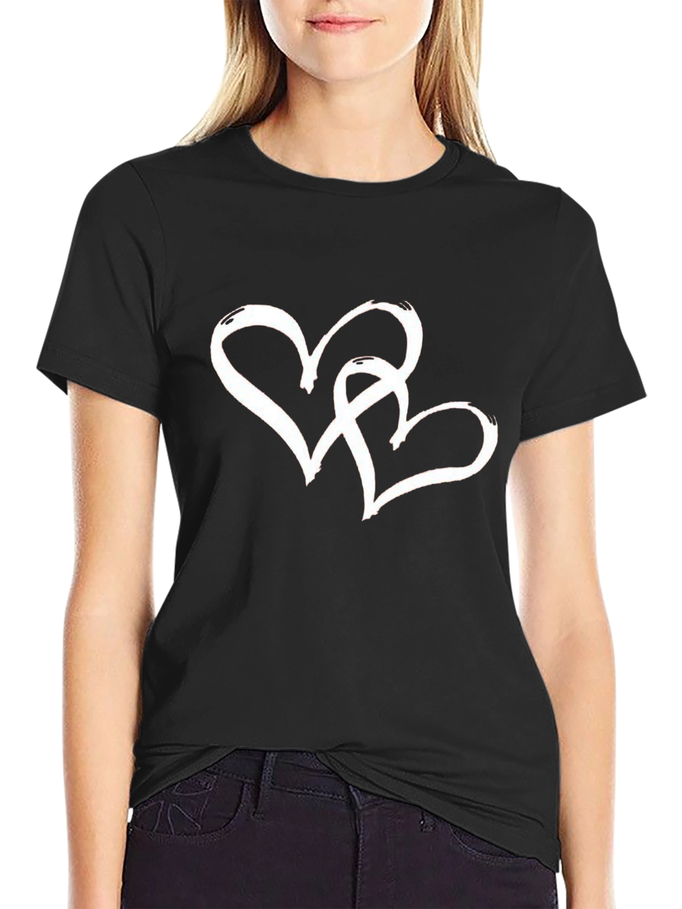 Heart Intertwined Graphic T-Shirt - Black