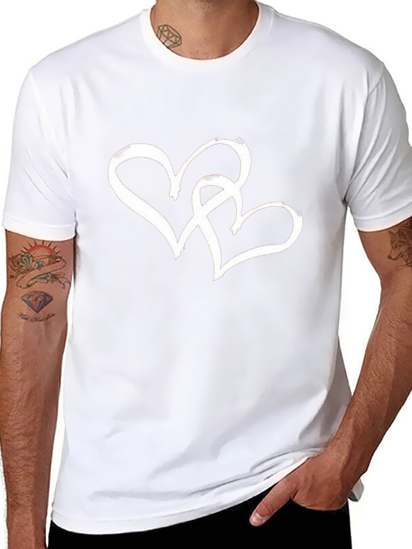 Heart Intertwined Graphic T-Shirt - Black