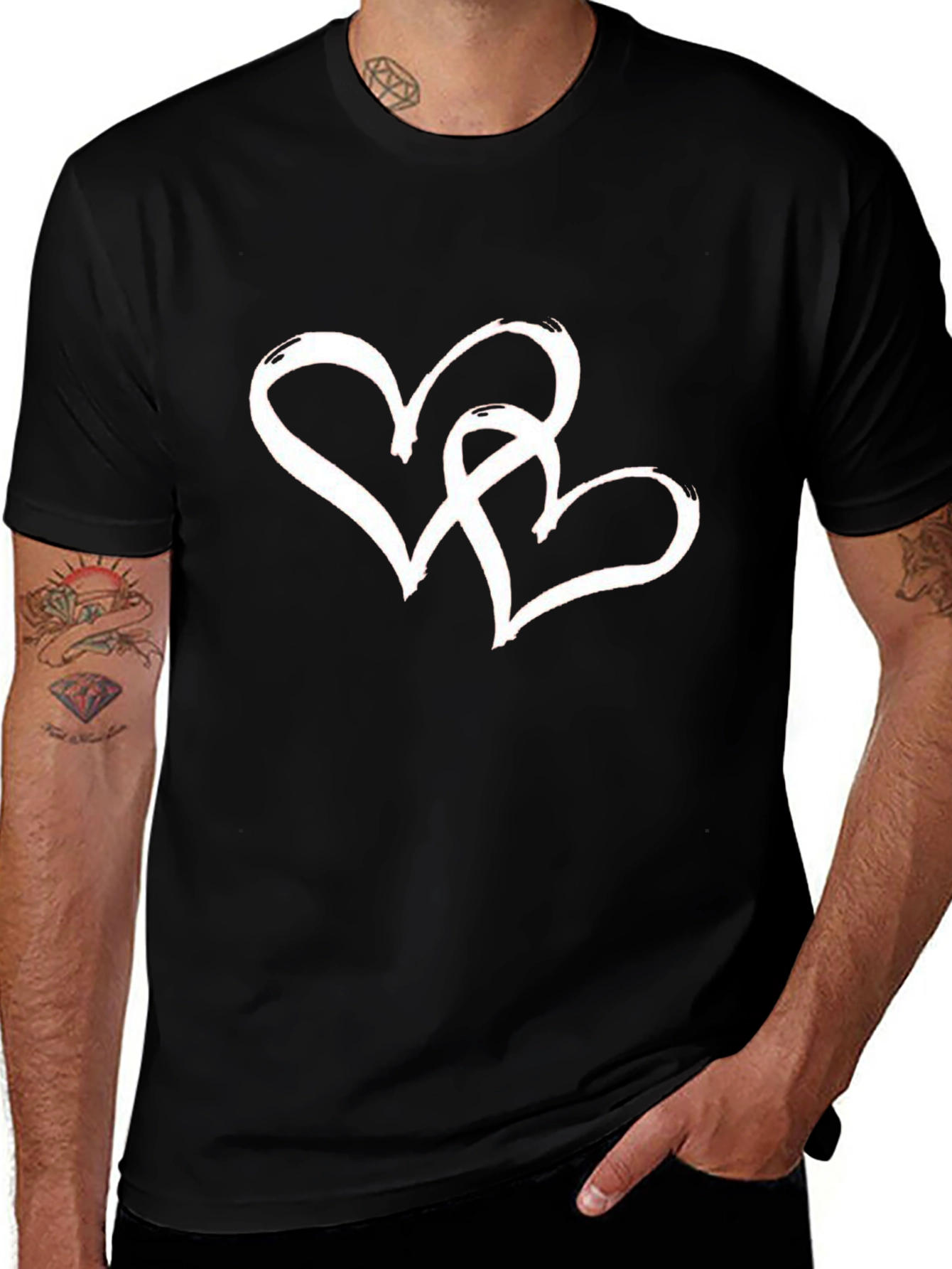 Heart Intertwined Graphic T-Shirt - Black