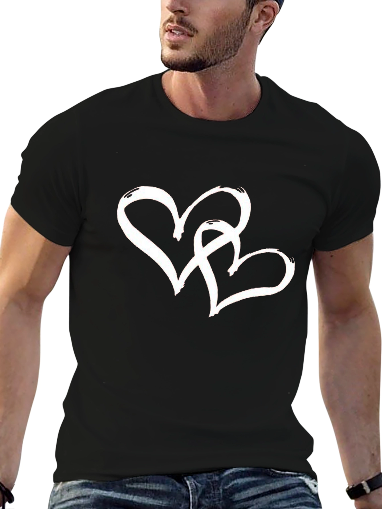 Heart Intertwined Graphic T-Shirt - Black