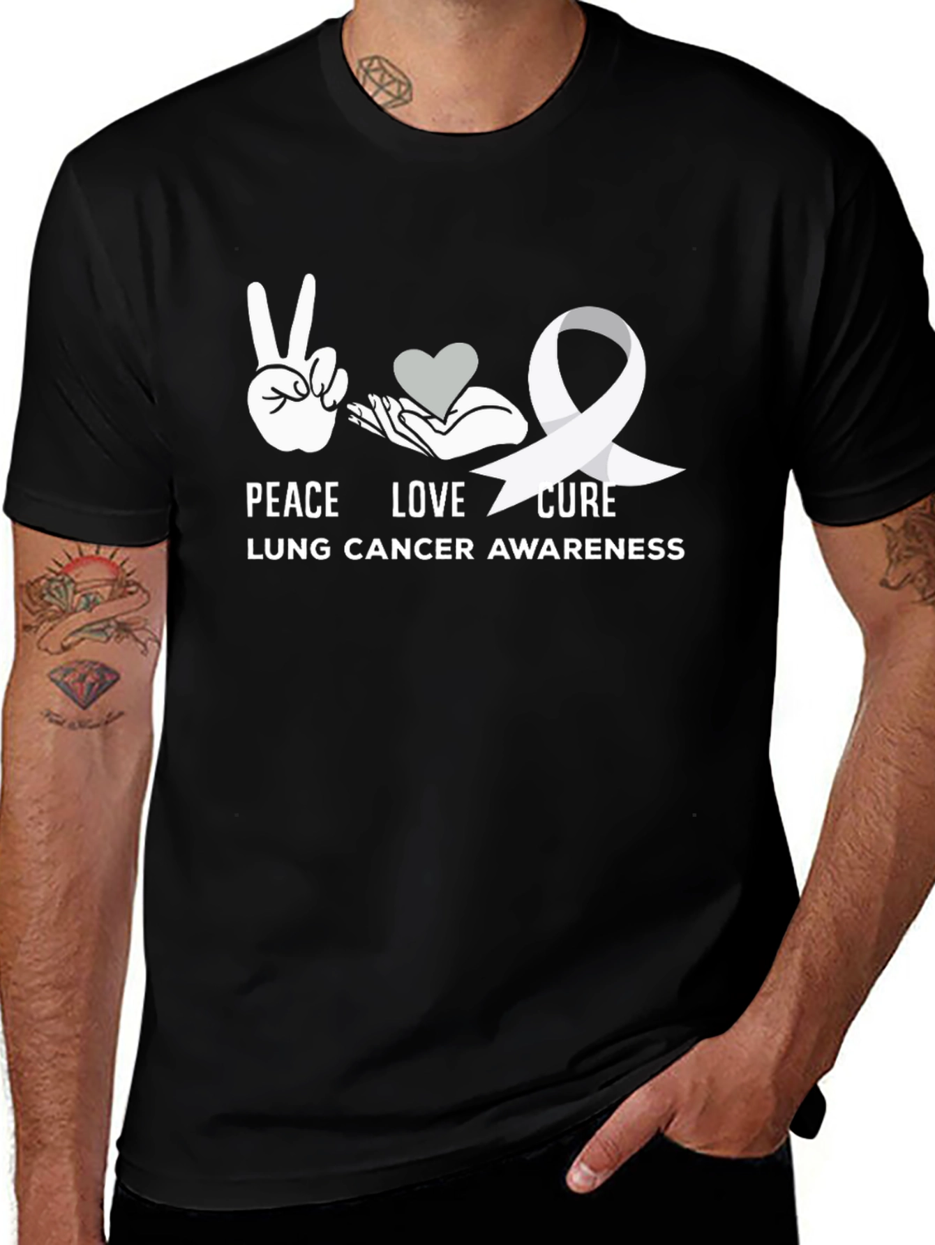 Peace Love Cure Lung Cancer Awareness T-Shirt