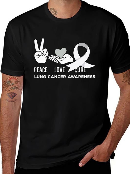 Peace Love Cure Lung Cancer Awareness T-Shirt