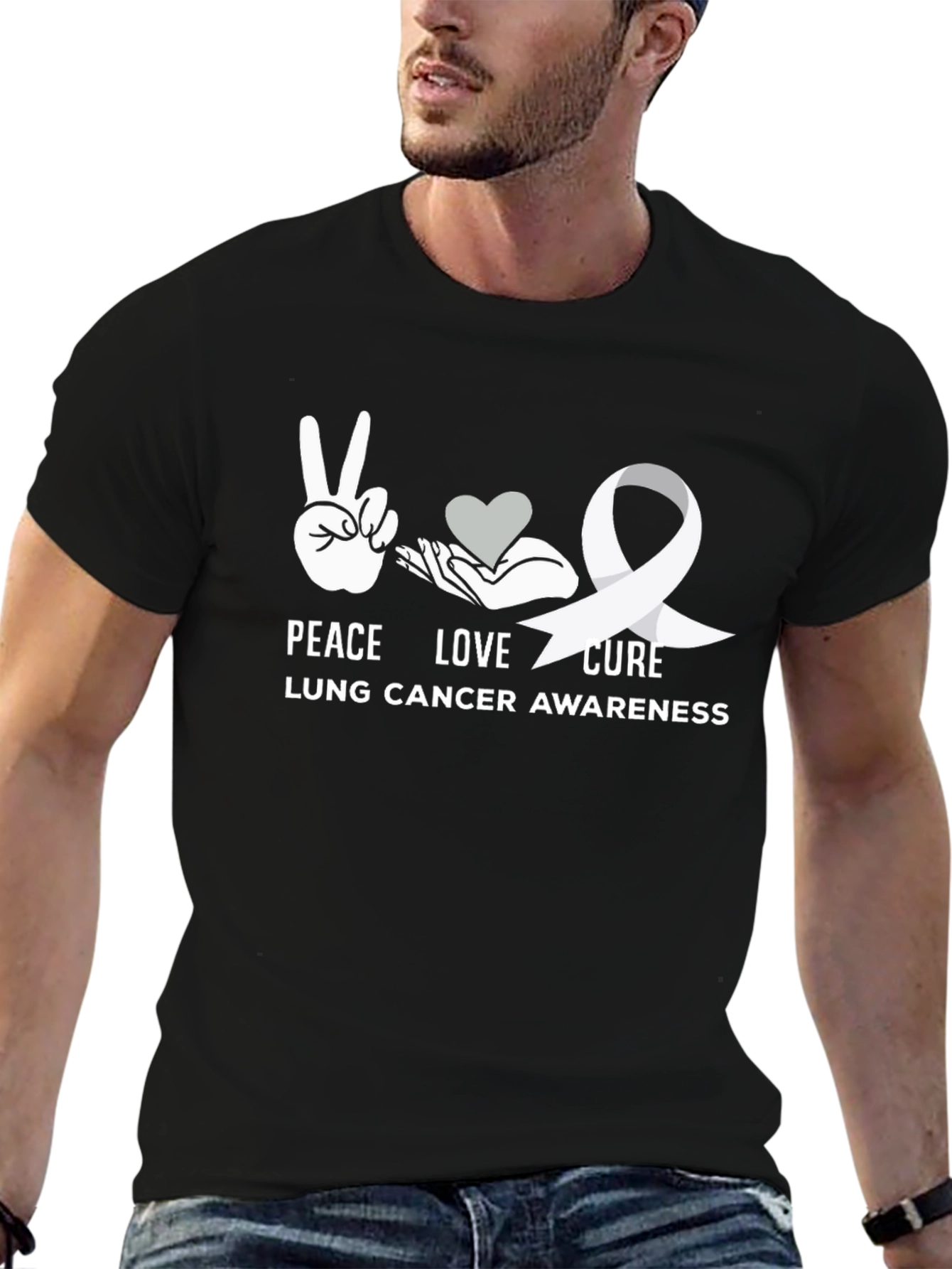 Peace Love Cure Lung Cancer Awareness T-Shirt