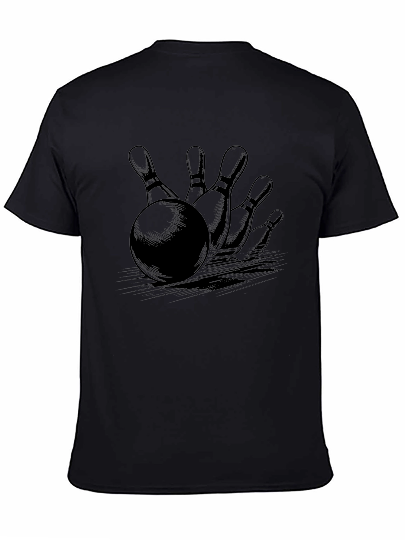 Bowling Strike Graphic Tee - Classic Black