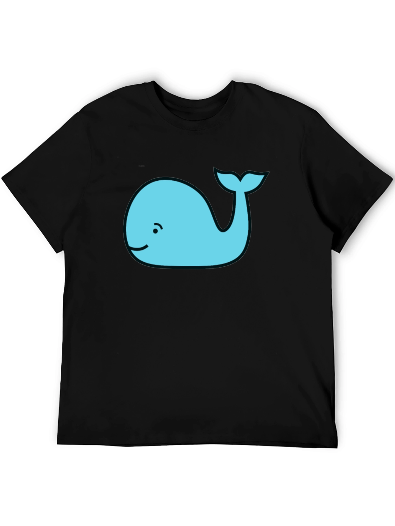 Cute Whale Graphic Tee - Black Cotton T-Shirt