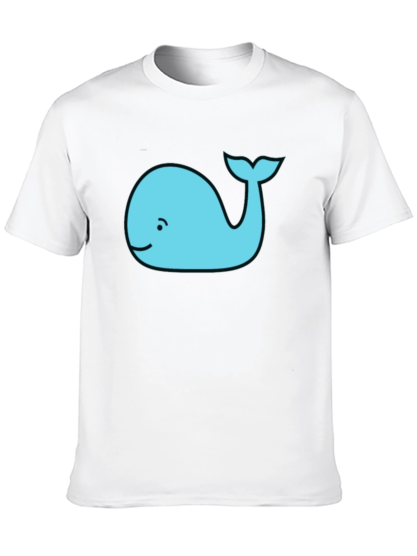 Cute Whale Graphic Tee - Black Cotton T-Shirt