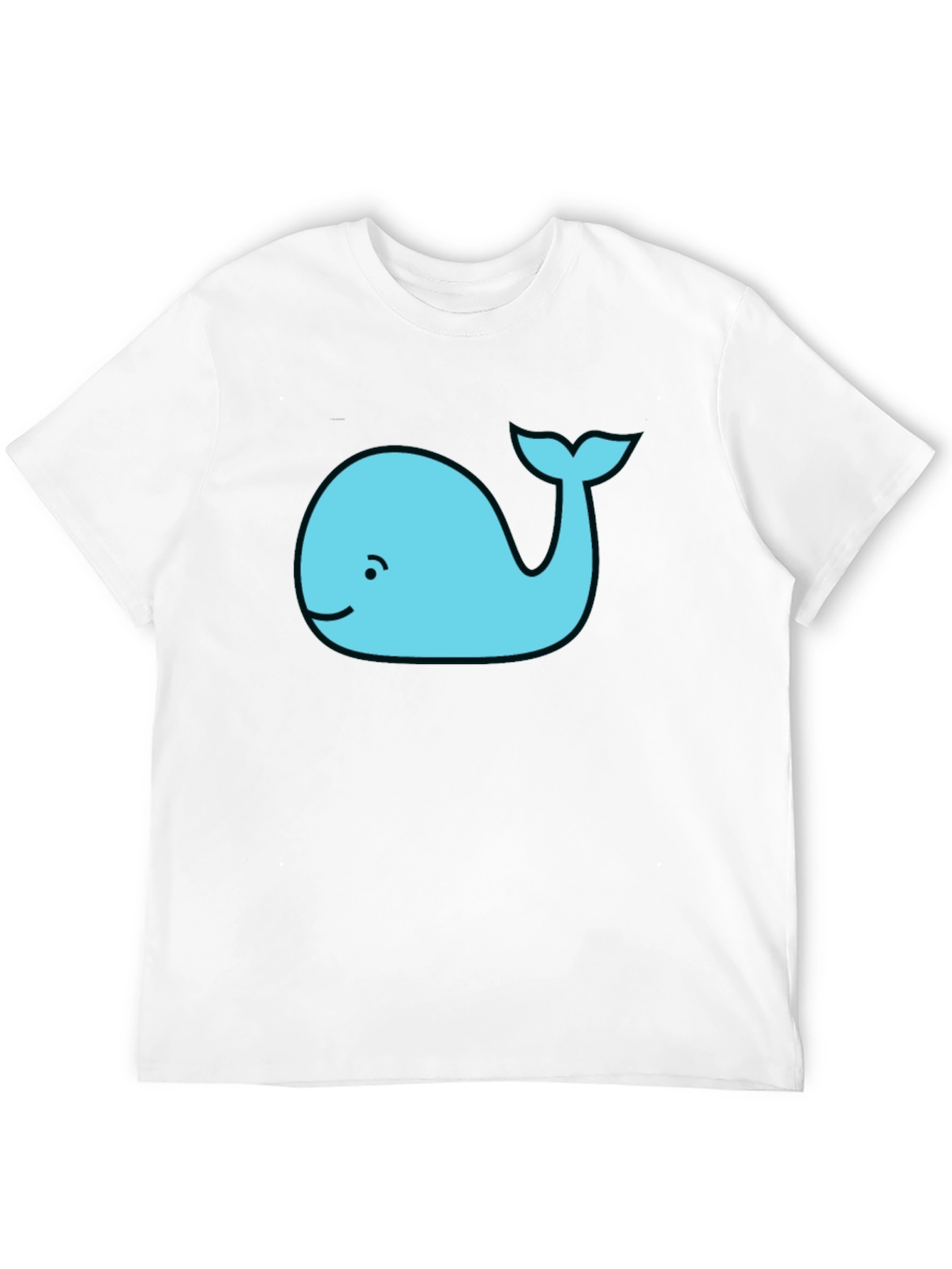 Cute Whale Graphic Tee - Black Cotton T-Shirt