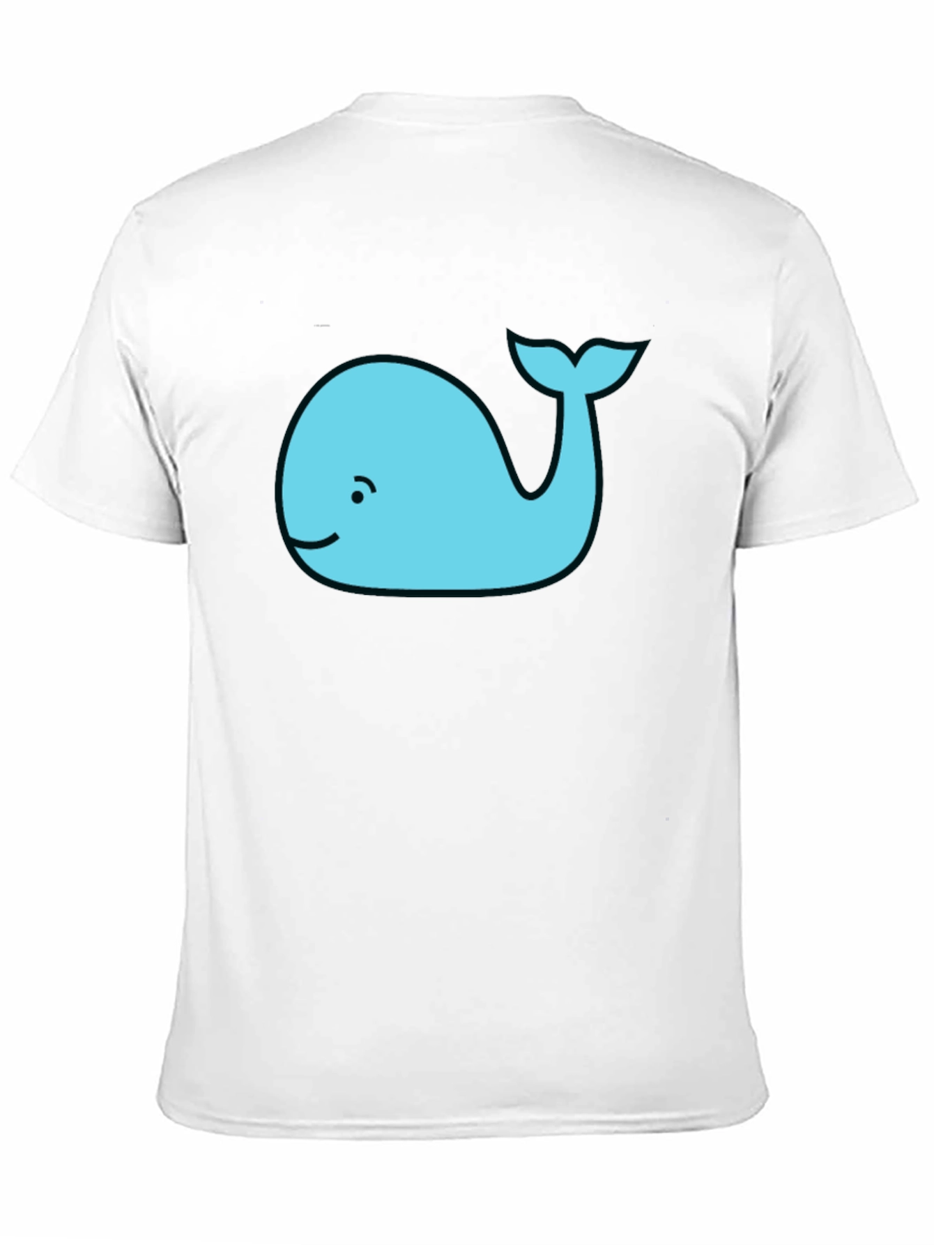 Cute Whale Graphic Tee - Black Cotton T-Shirt