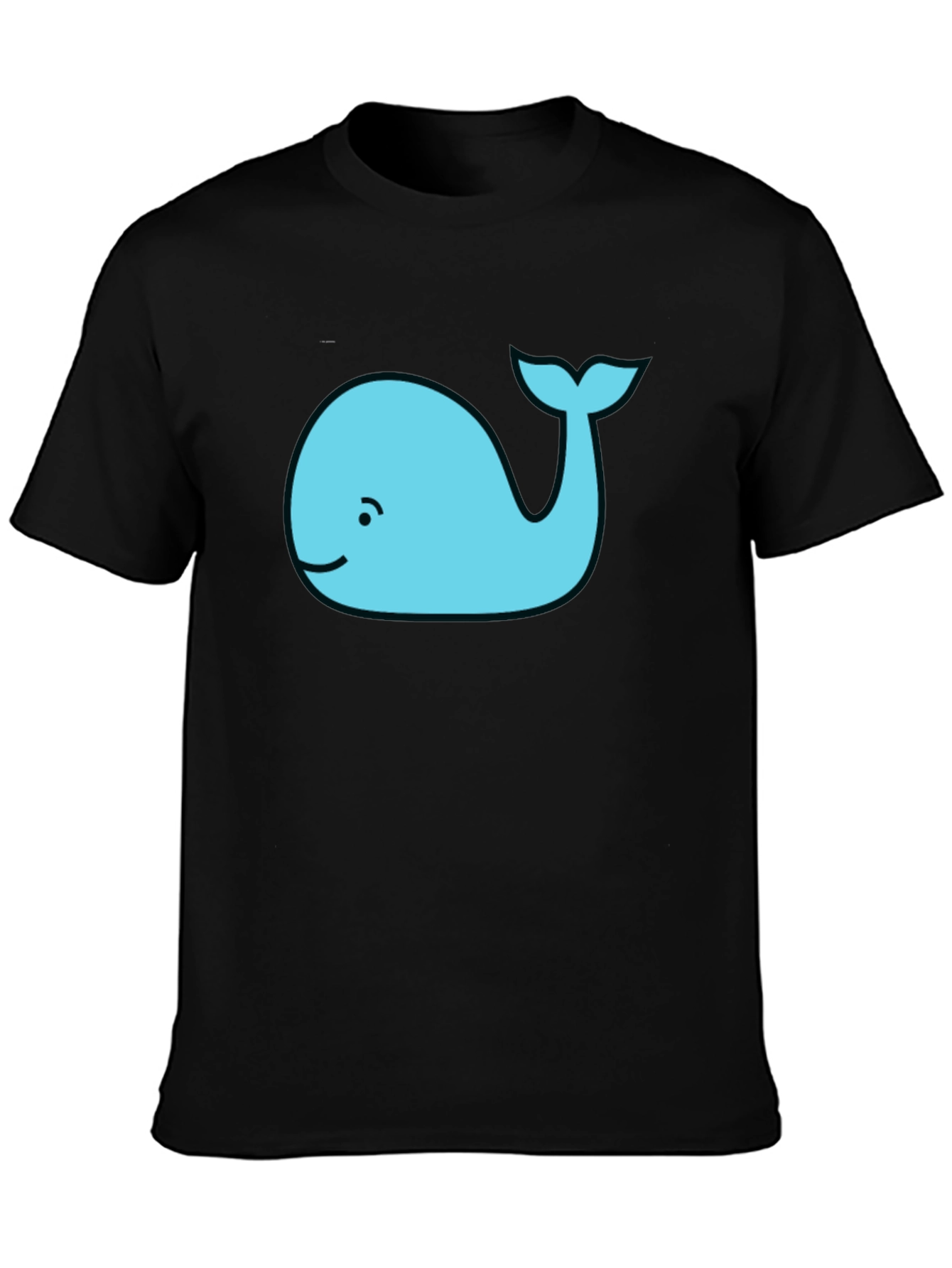 Cute Whale Graphic Tee - Black Cotton T-Shirt